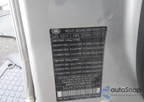 2015 Land Rover Lr4 from USA, damaged, VIN SALAK2V65FA765871